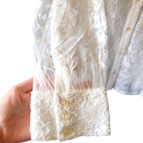 Soft Surroundings Fiori Lace Embroidered Button Front Top Ivory Pearl Women’s 3X - Picture 3 of 9